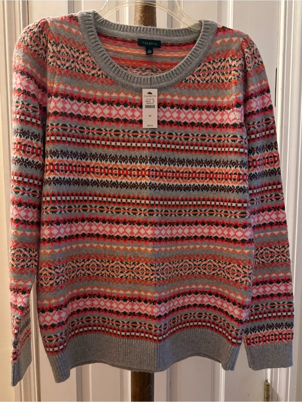 NWT Talbots Geometric Knit Pattern Fair Isle Crewneck Sweater - Size M